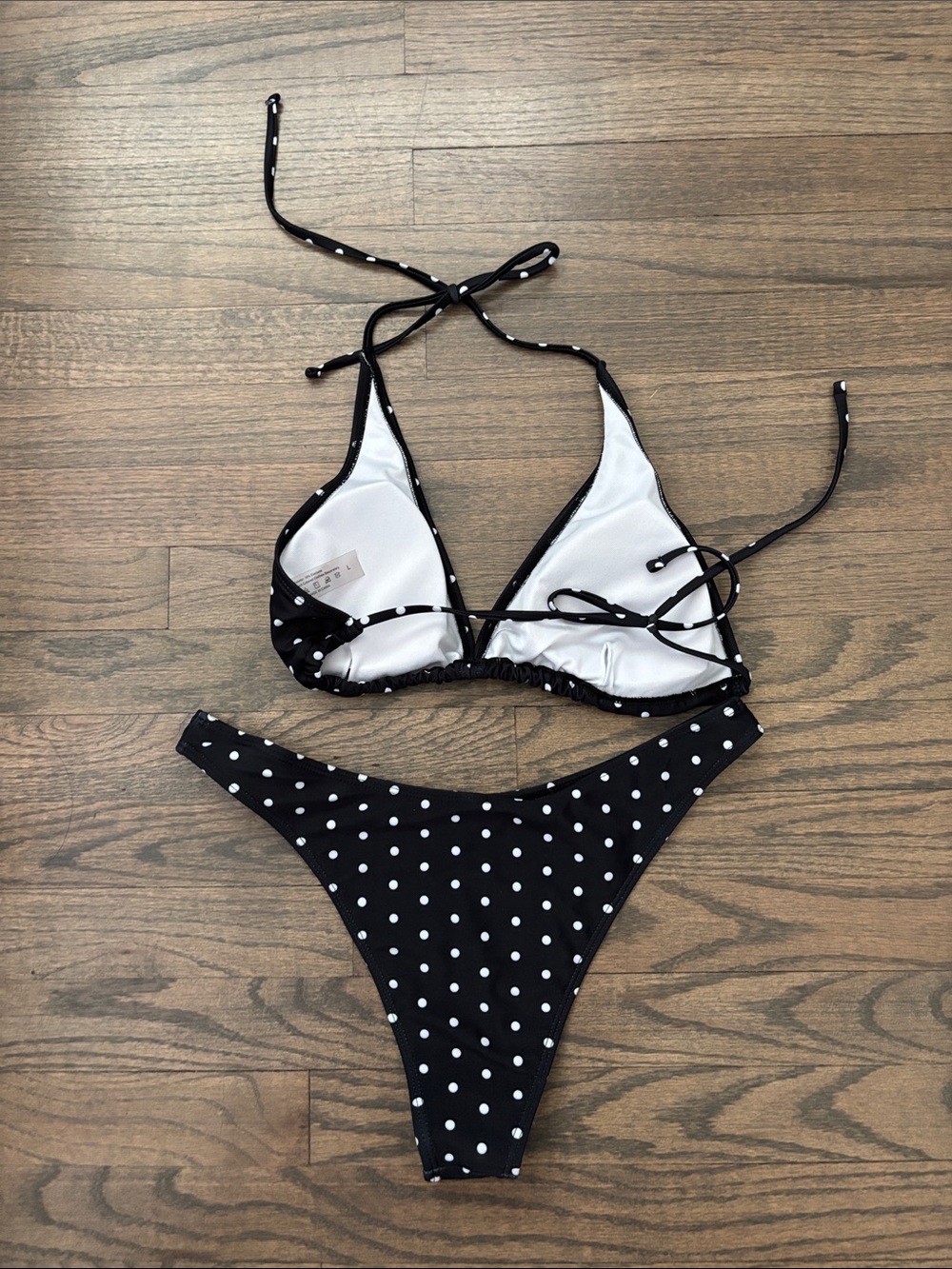 Black Polka Dot Halter Bikini Top & Bottom - Women Swim - Picture 9 of 9